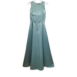 Dave & Johnny Beautiful A Line Satin Formal Bridesmaids Prom Gown Dusty Sage